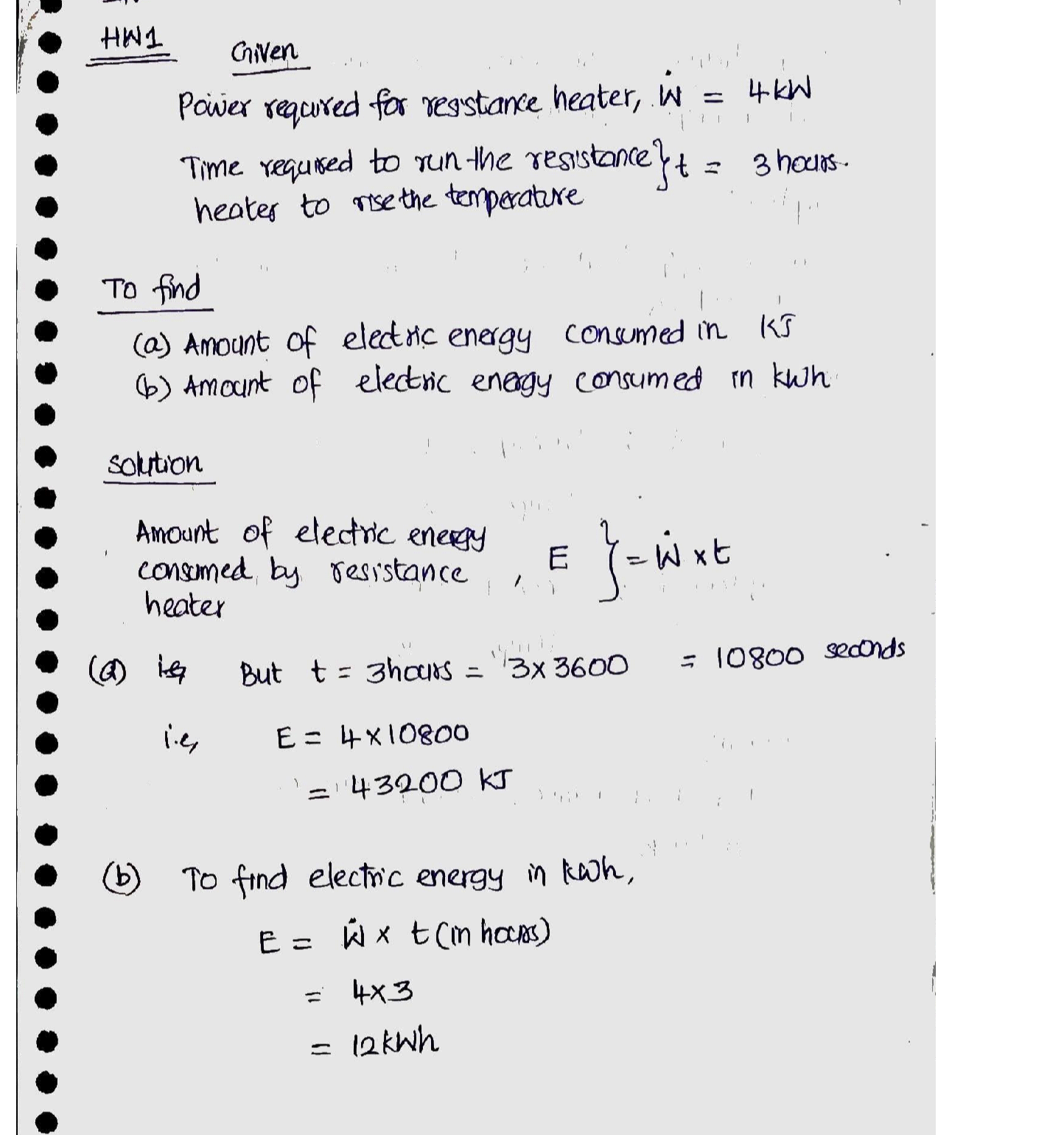 Solved HW1 A 4KW resistance heater in a water heater runs for 3