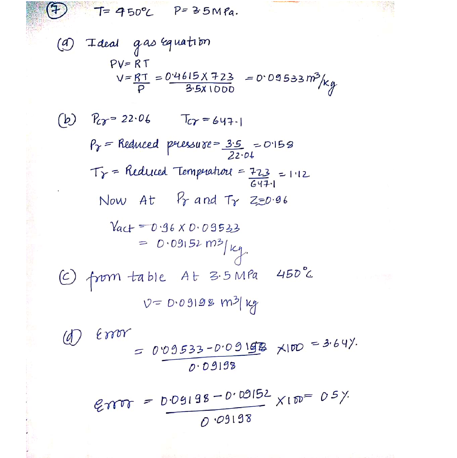 Solved Question 7Determine the specific volume of superheated water