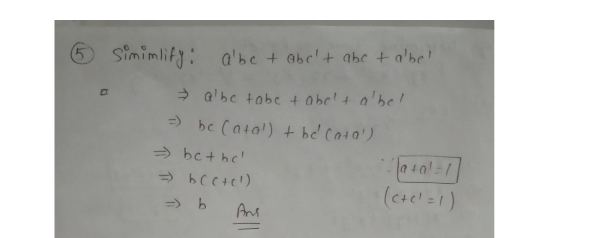 Solved: . The Simplified Form Of The Boolean Expression A'bc + Abc ...